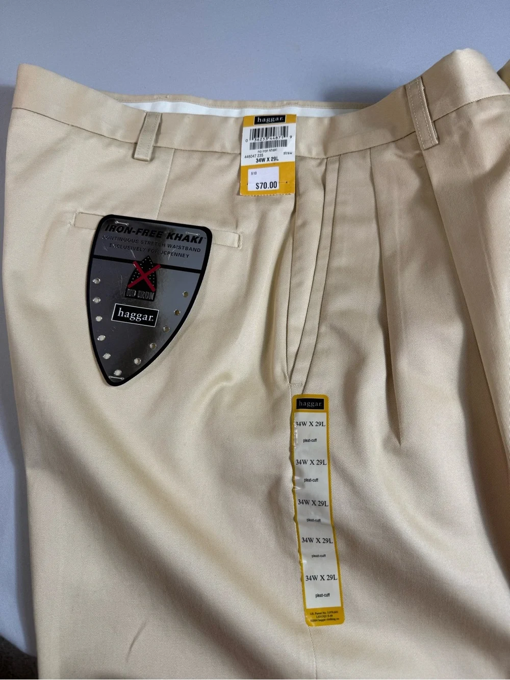 Vintage Haggar Pleated Khaki Dress Pants 34x29 Deadstock NWT